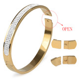 Rhinestone Stainless Steel Bangle Multicolor