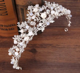 Silver Crystal Bridal Tiara  Pearls