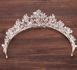 Silver Crystal Bridal Tiara  Pearls