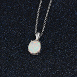 Oval Opal Necklace Pendant