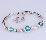 Ocean Heart Crystal Silver Bracelet