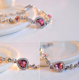 Ocean Heart Crystal Silver Bracelet
