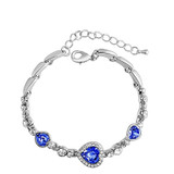 Ocean Heart Crystal Silver Bracelet