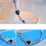 Ocean Heart Crystal Silver Bracelet