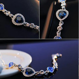 Ocean Heart Crystal Silver Bracelet