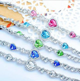 Ocean Heart Crystal Silver Bracelet