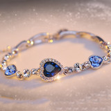 Ocean Heart Crystal Silver Bracelet