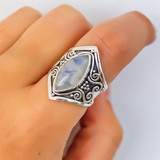 Vintage Silver Big Stone Ring for Women