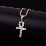 Iced Ankh Cross Pendant Necklace