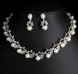 Pearl Necklace Earring Jewelry Set