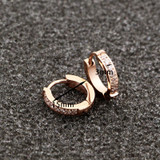 Semi-Circle Inlaid Zircon Hoop Earrings