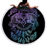Wolves Heart Round Beach Towel