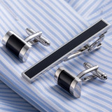 Elegant Tie Clip Cufflinks Set