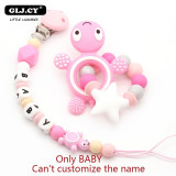 Baby Pacifier Clip Personalised Name Tortoise Silicone Baby Rattles Teething Soother Toy Dummy Clips  Holder  Russian name