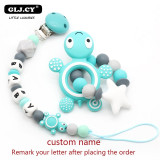 Baby Pacifier Clip Personalised Name Tortoise Silicone Baby Rattles Teething Soother Toy Dummy Clips  Holder  Russian name