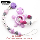 Baby Pacifier Clip Personalised Name Tortoise Silicone Baby Rattles Teething Soother Toy Dummy Clips  Holder  Russian name
