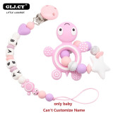 Baby Pacifier Clip Personalised Name Tortoise Silicone Baby Rattles Teething Soother Toy Dummy Clips  Holder  Russian name