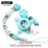 Baby Pacifier Clip Personalised Name Tortoise Silicone Baby Rattles Teething Soother Toy Dummy Clips  Holder  Russian name
