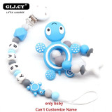 Baby Pacifier Clip Personalised Name Tortoise Silicone Baby Rattles Teething Soother Toy Dummy Clips  Holder  Russian name