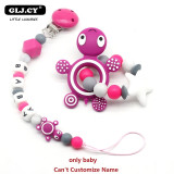 Baby Pacifier Clip Personalised Name Tortoise Silicone Baby Rattles Teething Soother Toy Dummy Clips  Holder  Russian name