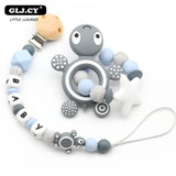 Baby Pacifier Clip Personalised Name Tortoise Silicone Baby Rattles Teething Soother Toy Dummy Clips  Holder  Russian name