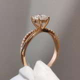 18K Rose Gold Ring 1ct D color Romantic Design Moissanite Engagement Ring