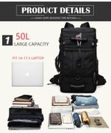 50L Waterproof Travel Backpack 17.3 Laptop