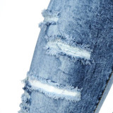 Casual Slim Skinny Mid Waist Ripped Jeans