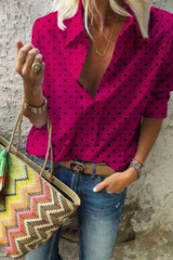 Turn Down Collar  Print  Blouses