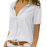 Turn Down Collar  Single Breasted  Plain  Blouses