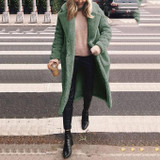 Woolen Long Lapels Solid Color Coat