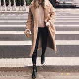 Woolen Long Lapels Solid Color Coat