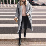 Woolen Long Lapels Solid Color Coat