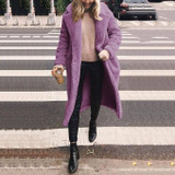 Woolen Long Lapels Solid Color Coat
