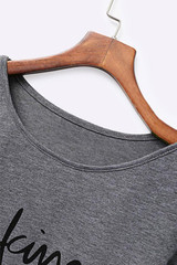 Round Neck  Loose Fitting  Letters T-Shirts