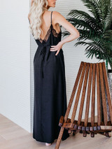 Sexy V Neck Lace Sleeveless Sling Maxi Dresses