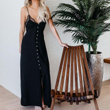 Sexy V Neck Lace Sleeveless Sling Maxi Dresses