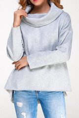 Cowl Neck Asymmetric Hem  Batwing Sleeve Sweatshirts