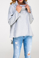Cowl Neck Asymmetric Hem  Batwing Sleeve Sweatshirts