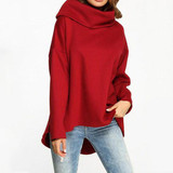 Cowl Neck Asymmetric Hem  Batwing Sleeve Sweatshirts