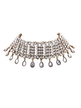 Wide Rhinestone Water-Drop Choker Necklace