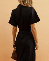 Suit Collar Single-Breasted Slim Maxi Dress