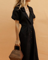 Suit Collar Single-Breasted Slim Maxi Dress
