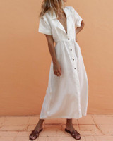 Suit Collar Single-Breasted Slim Maxi Dress