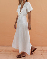 Suit Collar Single-Breasted Slim Maxi Dress