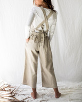 Open Back Cross Strap Bow And Cotton Jumpsuit