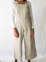 Open Back Cross Strap Bow And Cotton Jumpsuit