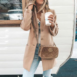 Fold Over Collar Single Breasted Long Coats