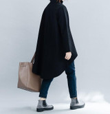 Fashion High Collar Pure Color Loose Knit Sweater Blouse