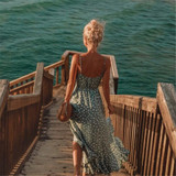 Polka Dot Ruffled Print Bohemian Holiday Wind Beach Dress